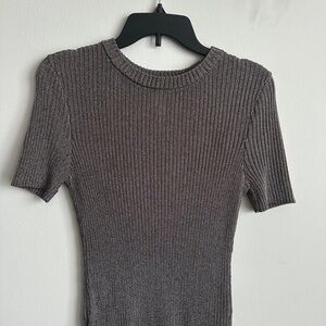 New H&M Metallic Knit Top in Purple Gray Medium Size